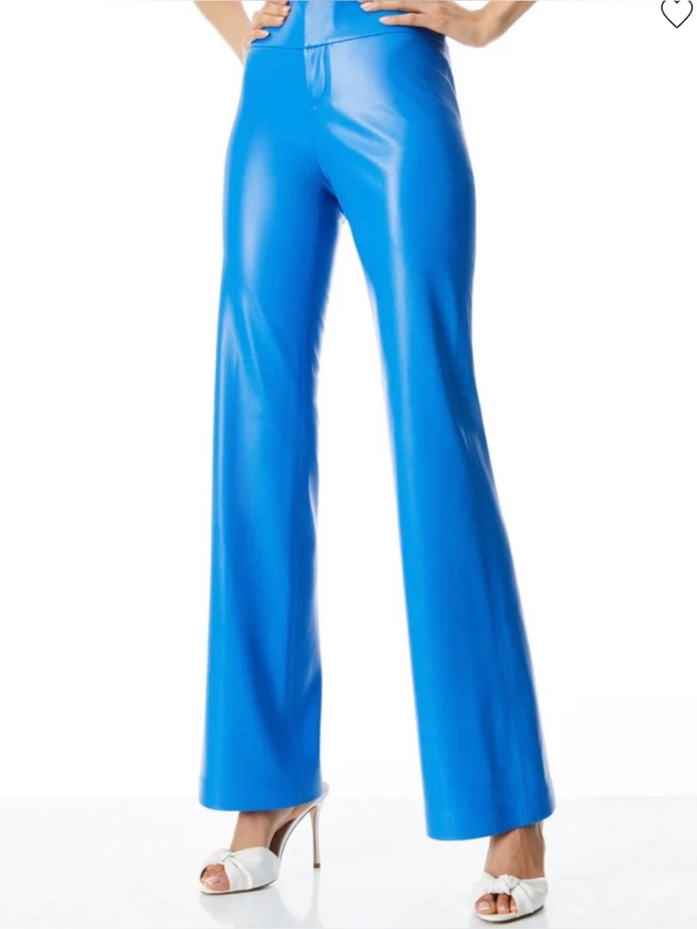 Alice + Olivia Electric Cobalt Blue Faux Leather Bootcut Pants